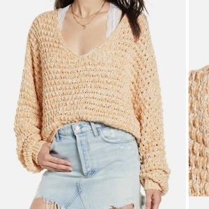 Free People Coconut V-Neck Sweater